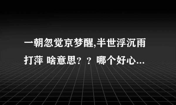 一朝忽觉京梦醒,半世浮沉雨打萍 啥意思？？哪个好心人帮忙解答一下