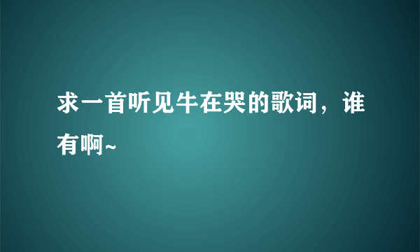 求一首听见牛在哭的歌词，谁有啊~