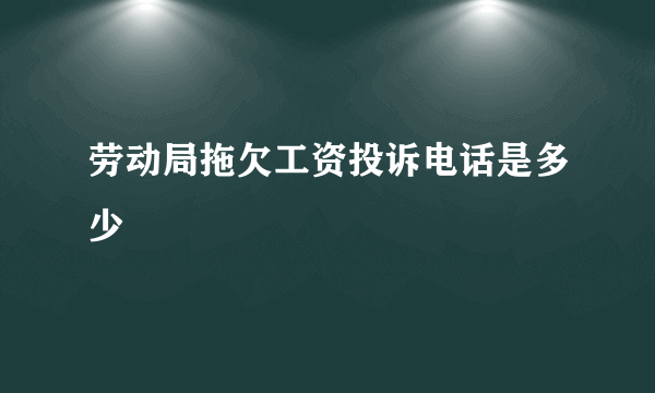 劳动局拖欠工资投诉电话是多少