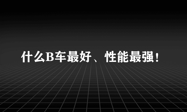 什么B车最好、性能最强！