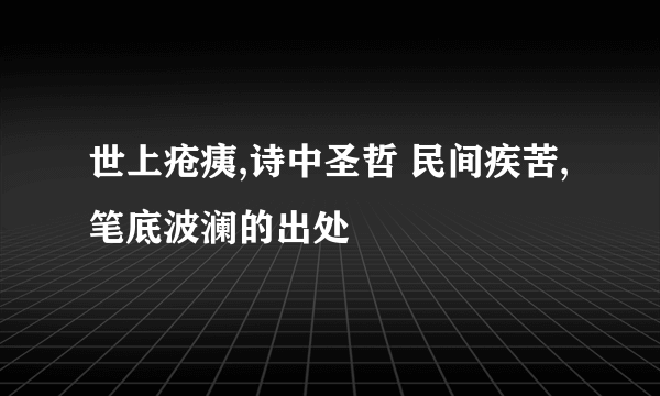 世上疮痍,诗中圣哲 民间疾苦,笔底波澜的出处