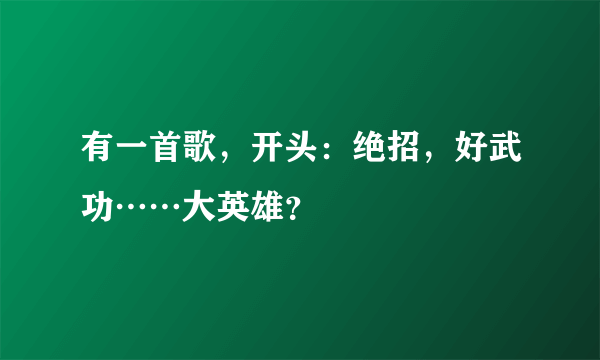 有一首歌，开头：绝招，好武功……大英雄？