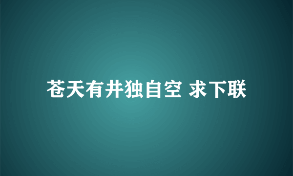 苍天有井独自空 求下联