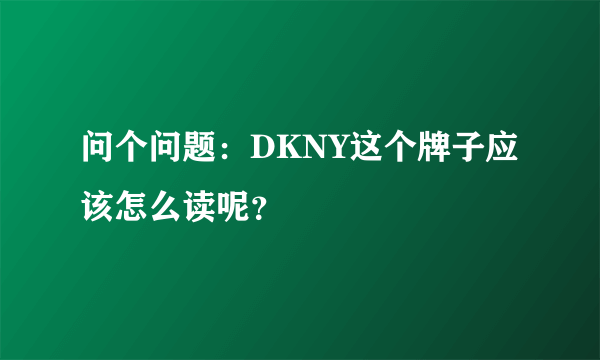 问个问题：DKNY这个牌子应该怎么读呢？