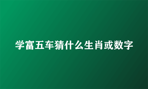 学富五车猜什么生肖或数字