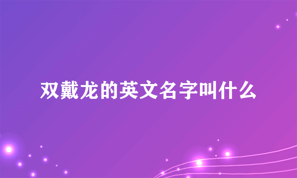 双戴龙的英文名字叫什么