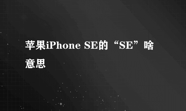 苹果iPhone SE的“SE”啥意思