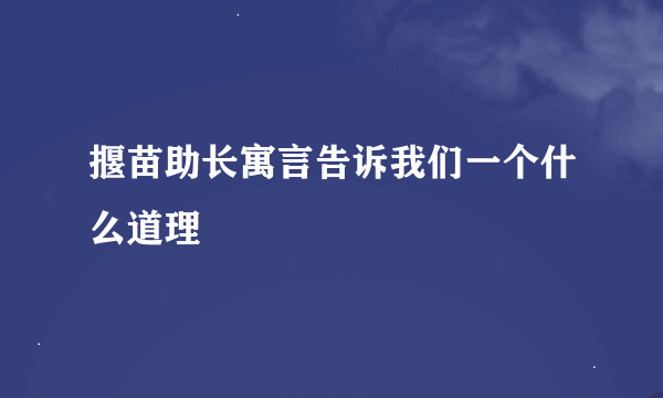 揠苗助长寓言告诉我们一个什么道理