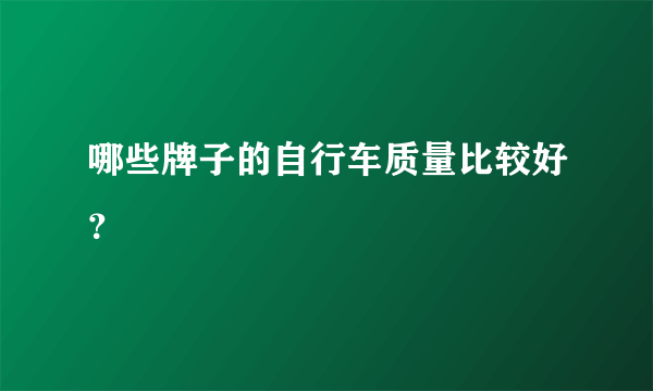 哪些牌子的自行车质量比较好？