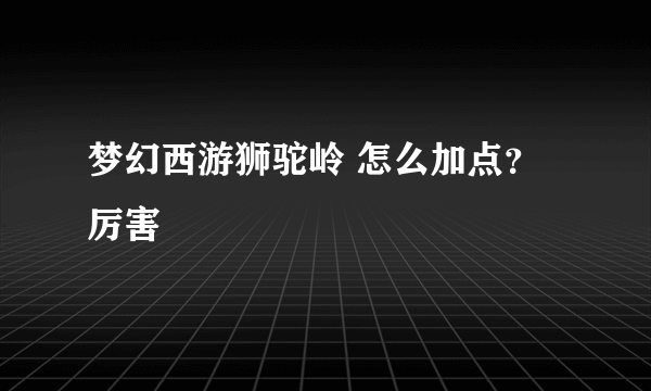 梦幻西游狮驼岭 怎么加点？ 厉害