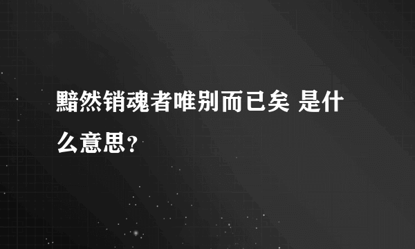 黯然销魂者唯别而已矣 是什么意思？