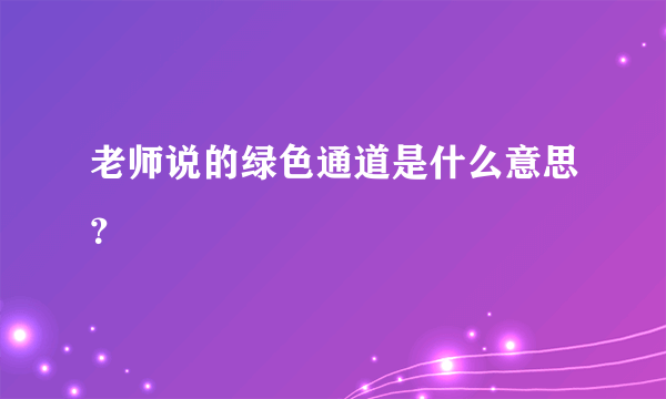 老师说的绿色通道是什么意思？