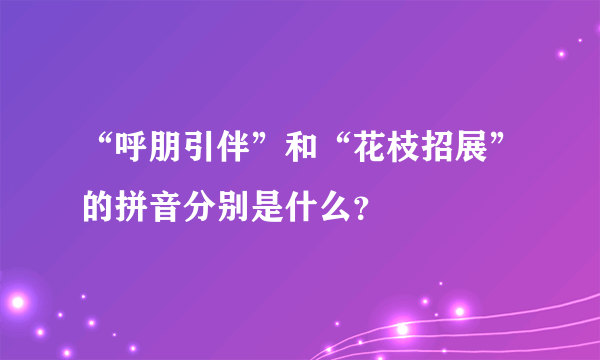 “呼朋引伴”和“花枝招展”的拼音分别是什么？