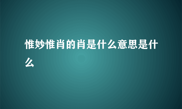 惟妙惟肖的肖是什么意思是什么