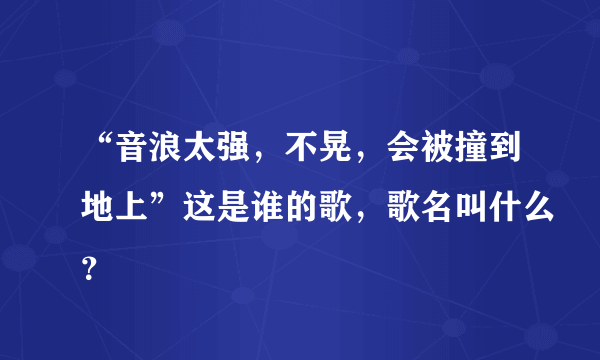 “音浪太强，不晃，会被撞到地上”这是谁的歌，歌名叫什么？