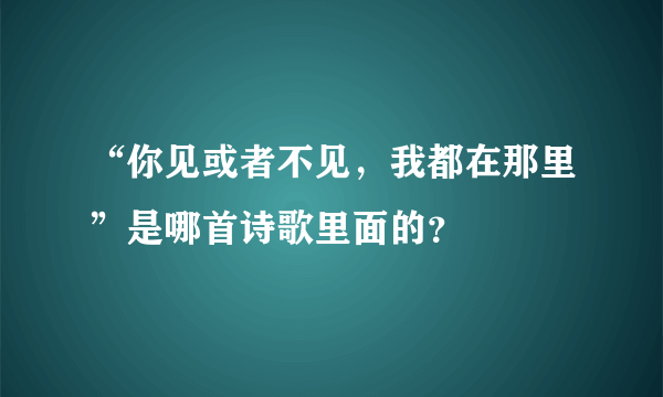 “你见或者不见，我都在那里”是哪首诗歌里面的？