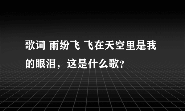 歌词 雨纷飞 飞在天空里是我的眼泪，这是什么歌？