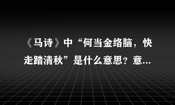 《马诗》中“何当金络脑，快走踏清秋”是什么意思？意思要完整！急求！