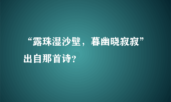 “露珠湿沙壁，暮幽晓寂寂”出自那首诗？