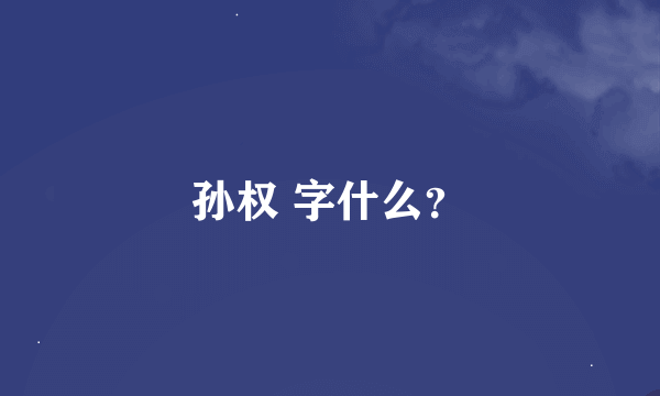 孙权 字什么？