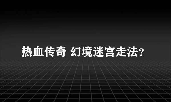 热血传奇 幻境迷宫走法？