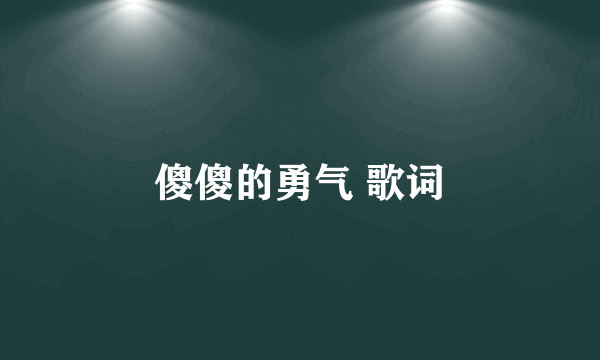 傻傻的勇气 歌词