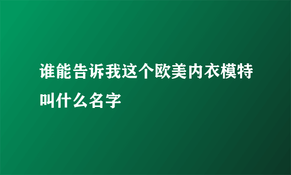 谁能告诉我这个欧美内衣模特叫什么名字