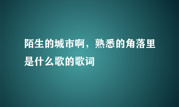 陌生的城市啊，熟悉的角落里是什么歌的歌词