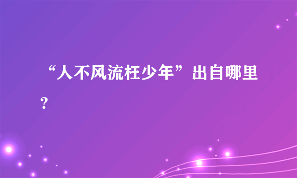 “人不风流枉少年”出自哪里？