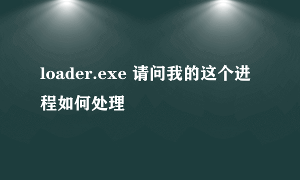 loader.exe 请问我的这个进程如何处理