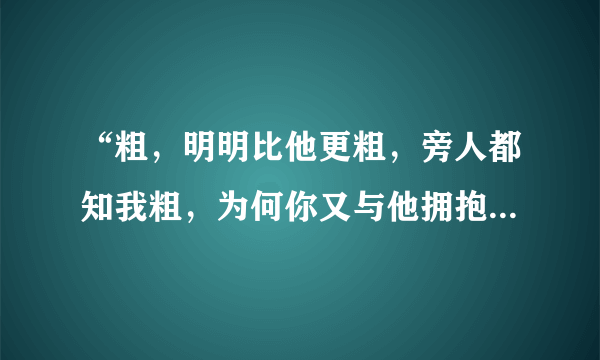 “粗，明明比他更粗，旁人都知我粗，为何你又与他拥抱”是什么歌的歌词呀?