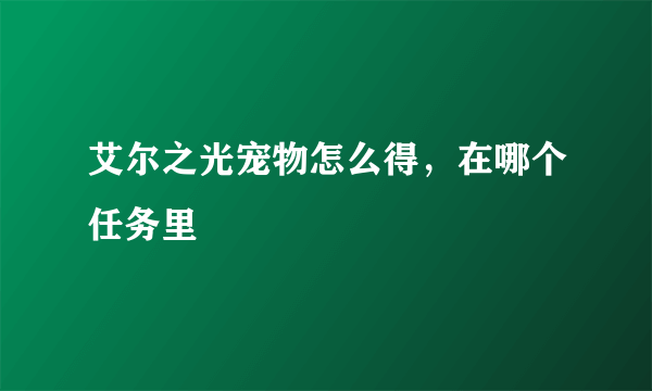 艾尔之光宠物怎么得，在哪个任务里