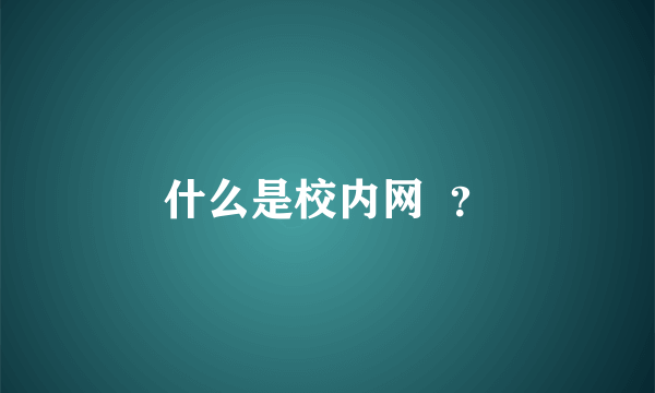 什么是校内网  ？