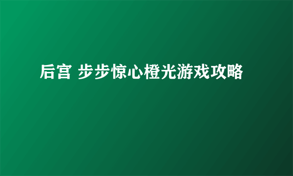 后宫 步步惊心橙光游戏攻略