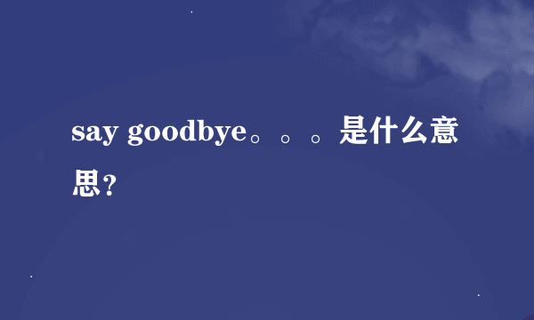 say goodbye。。。是什么意思？