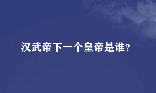 汉武帝下一个皇帝是谁？