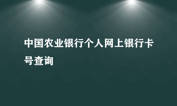 中国农业银行个人网上银行卡号查询