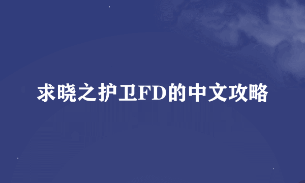 求晓之护卫FD的中文攻略