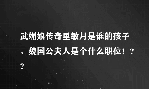 武媚娘传奇里敏月是谁的孩子，魏国公夫人是个什么职位！？？