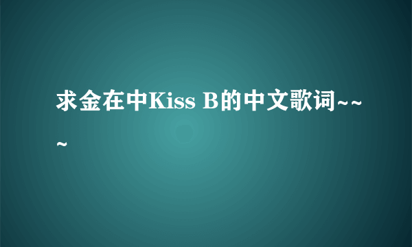 求金在中Kiss B的中文歌词~~~