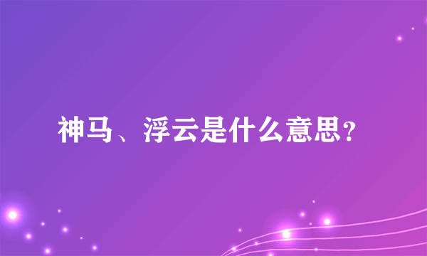 神马、浮云是什么意思？