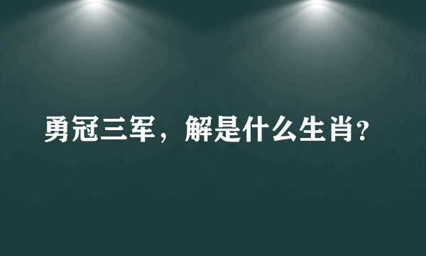 勇冠三军，解是什么生肖？