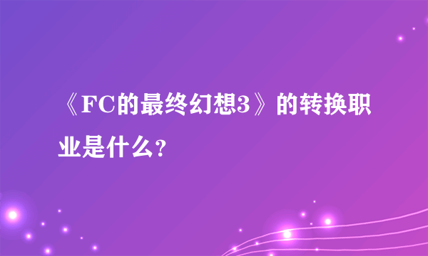 《FC的最终幻想3》的转换职业是什么？