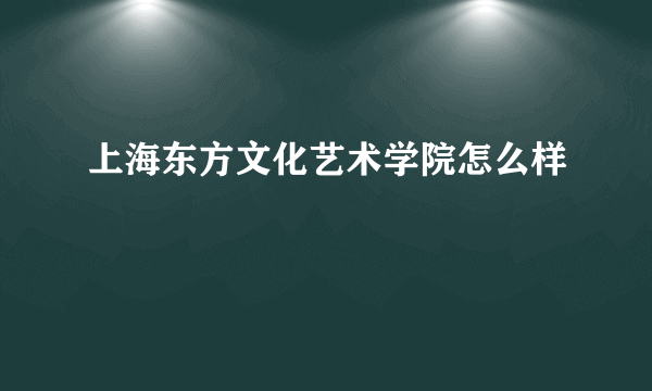 上海东方文化艺术学院怎么样