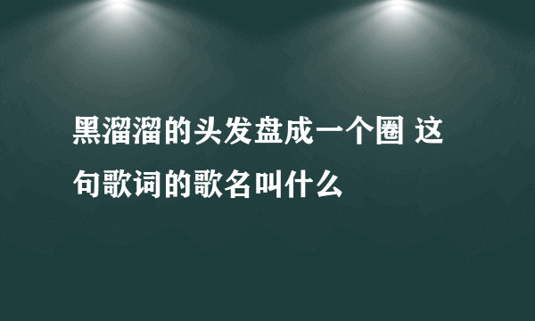 黑溜溜的头发盘成一个圈 这句歌词的歌名叫什么