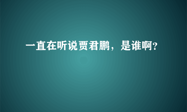 一直在听说贾君鹏，是谁啊？