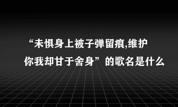 “未惧身上被子弹留痕,维护你我却甘于舍身”的歌名是什么