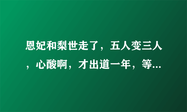 恩妃和梨世走了，五人变三人，心酸啊，才出道一年，等了那么久……余下三个很伤心吧！ 希望组合不会解散