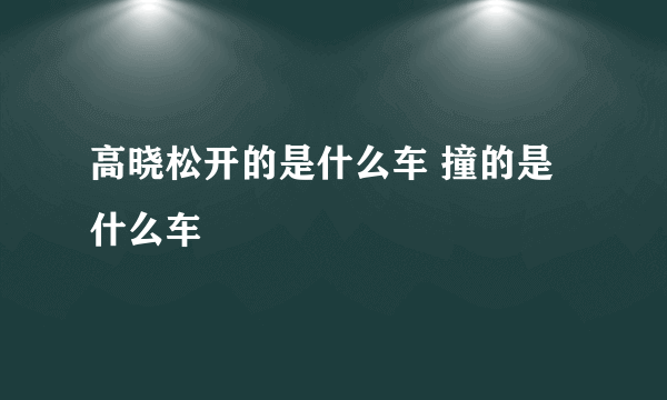 高晓松开的是什么车 撞的是什么车