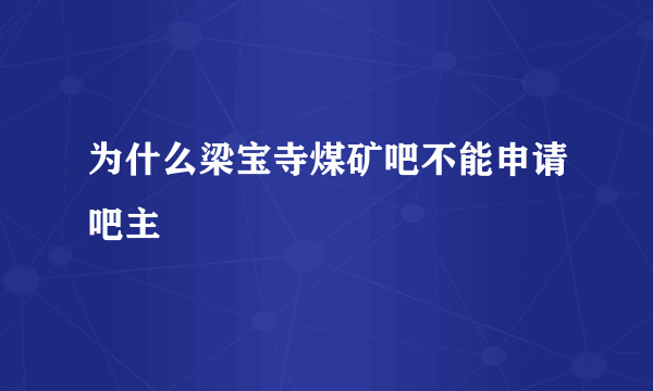 为什么梁宝寺煤矿吧不能申请吧主